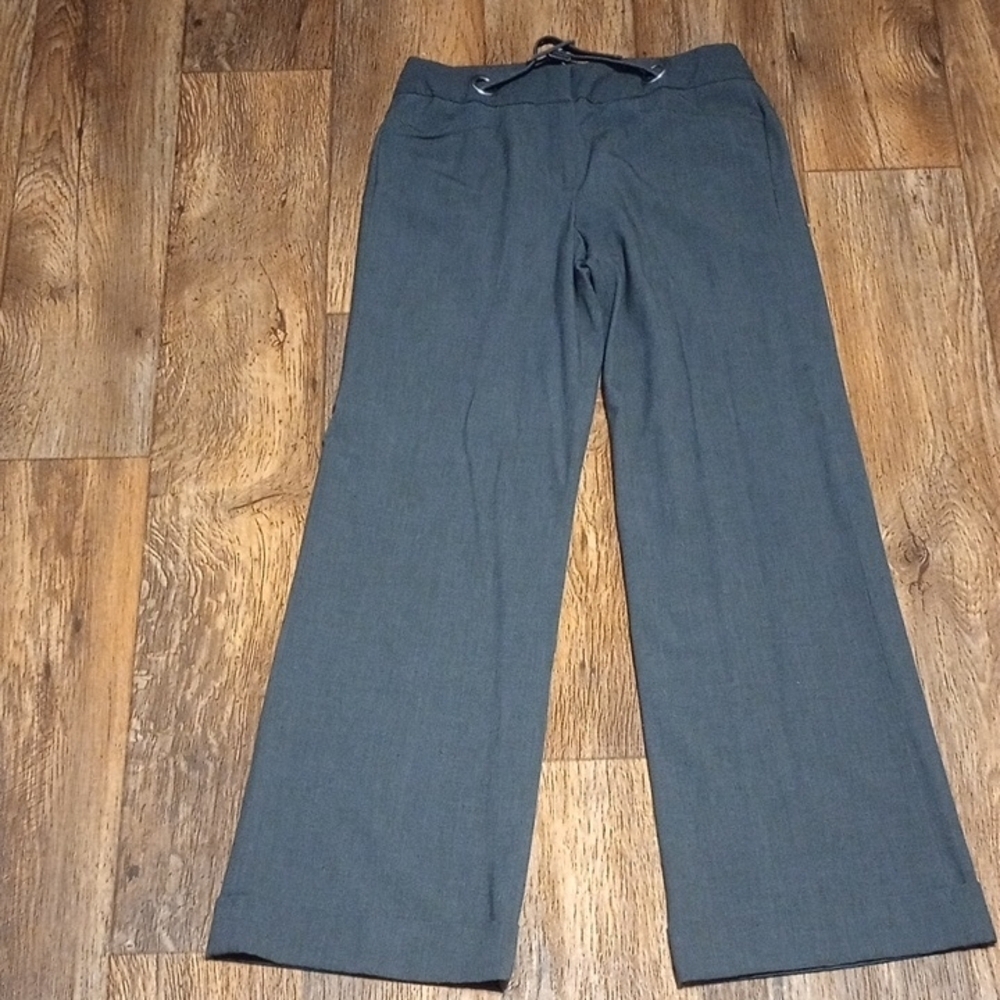 Larry Levine Charcoal Ankle Dress Trousers With Flat Waist Mid Rise Size 6